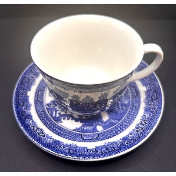Made in England Blue Willow Cup Johnson Brothers England 1883 Saucer 5 3/4" Set - Picture 7 of 9